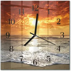 WANDUHR aus Glas 30x30 cm - Strand Meer
