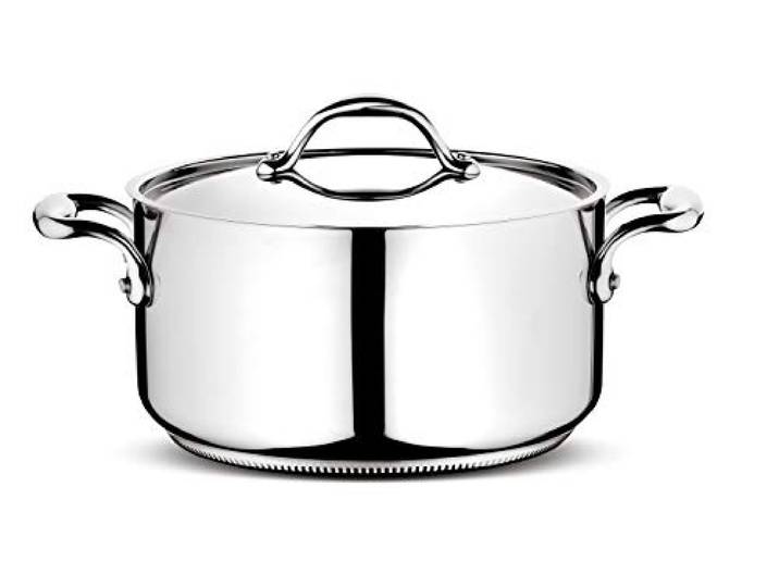 Lagostina Schmortopf mit 2 Griffen und Deckel Rund Ø 22 cm Silber/schwarz