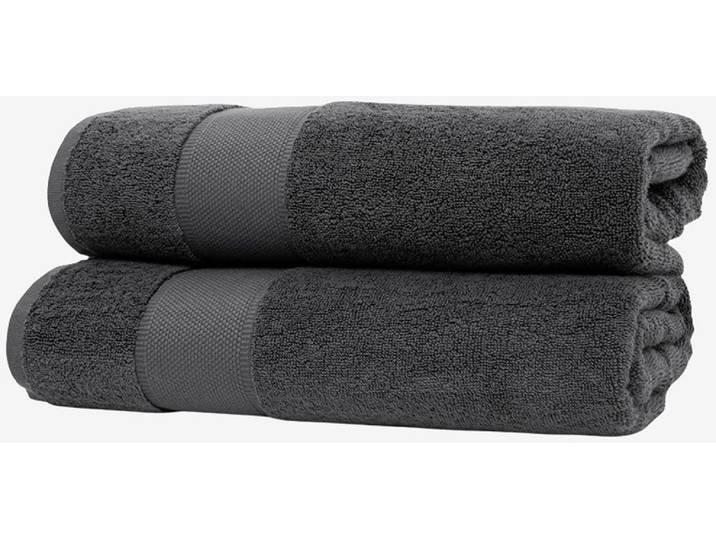 Duschtücher WOLKENFELD Premium Low-Twist Baumwolle 550 g/m² – 2 grosse Duschtücher , grau (dunkelgrau), B:70cm L:140cm, Frottier, Baumwolle, Handtücher, Duschtücher, 70×140 cm – weich, saugfähig und ideal für Bad & Wellness