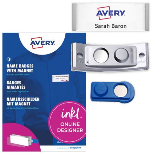 AVERY Zweckform Namensschilder mit Magnet, silber 70,0 x 30,0 mm, 1 Set