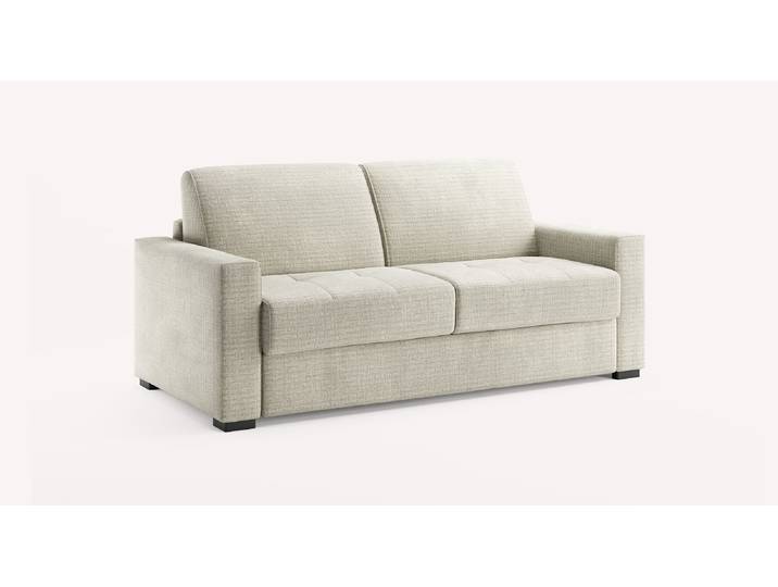 Canapé convertible Velours HUNTER - Gris - Couchage 140x190