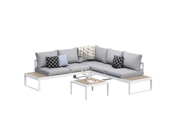 Lounge CAMILA hellgrau/weiss/braun