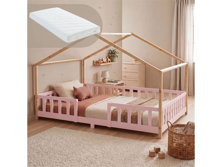 Lit D'Enfant En Forme De Maison Treviolo Avec Matelas 140 X 200