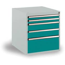 Manuflex SP1122.5021 Schubfachschrank BASETEC Stationär, Nutzhöhe 500 mm mit 5 Schubfächern, in wasserblau RAL 5021