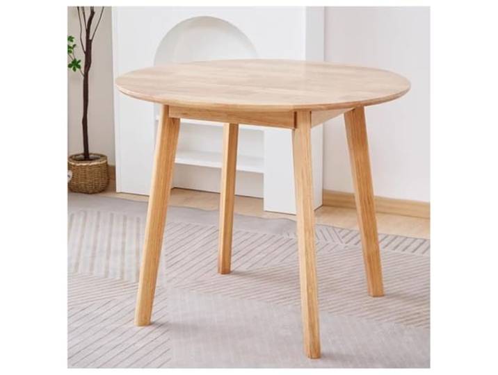 JHAISMAO Rund Esstisch Für 4, Mitte des Jahrhunderts Modern Massivholz Küchentisch, Natürlich Malaysisch Eiche(Size:70cm,Color:Naturholz)
