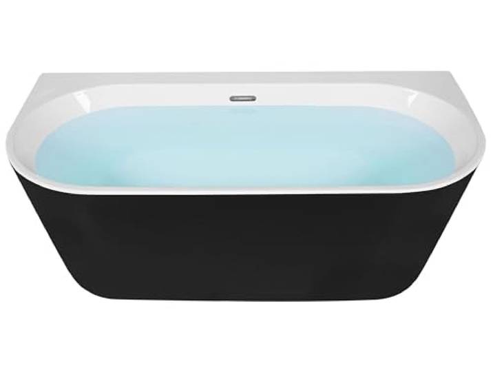 Badewanne oval Sanitäracryl im minimalistischen Stil schwarz 170 x 80 cm Harvey