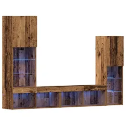Helloshop26 - Moderne Wand-TV-Möbel 190,5 x 30 x 132 cm mit LED-Regalen gemütliche Atmosphäre aus altem Holzwerkstoff