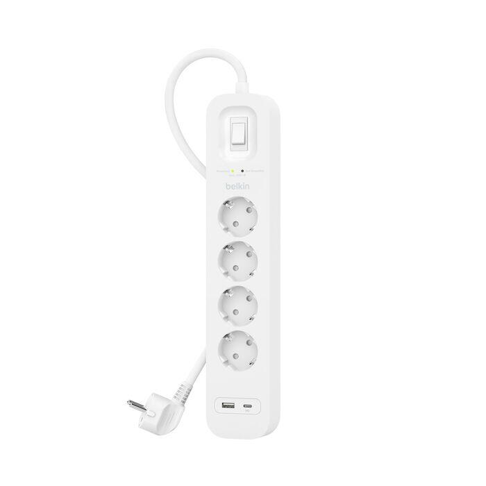 Belkin Connect Überspannungsschutz mit vier Steckdosen, einem USB-C- und einem USB-A-Anschluss SRB001vf2M-V2