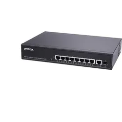 Vivotek AW-GEL-105A-110 PoE Switch, 8xGE PoE + 1xGE UTP + 1xGE SFP (10 Ports), Netzwerk Switch, Schwarz