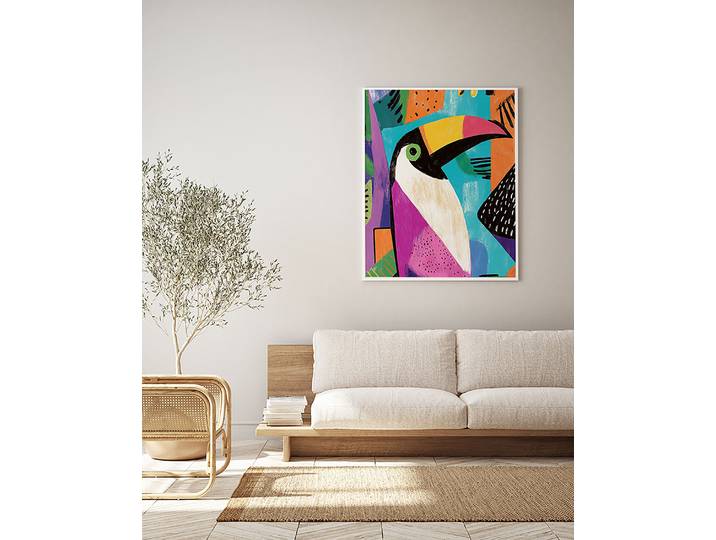 Bild Cute Toucan Rahmen: Massivholz Buche, lackiert Abdeckung: Acrylglas Multicolor 52 x 62cm