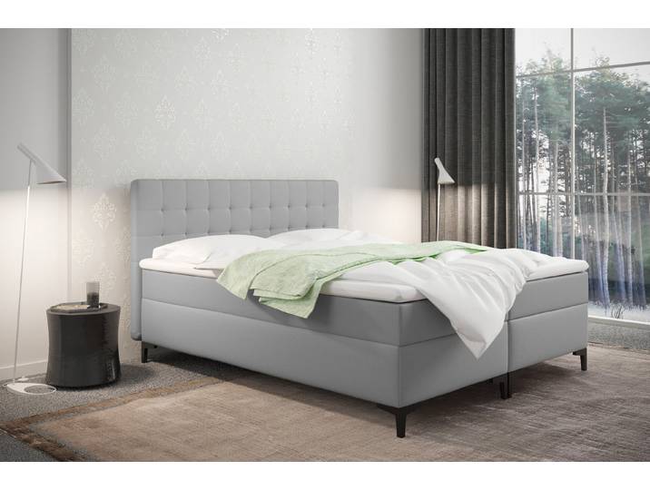 Kaiser Möbel Boxspringbett Denver mit Bettkasten und Matratze – Bezug Kunstleder, viele Farben, Bonell matratze