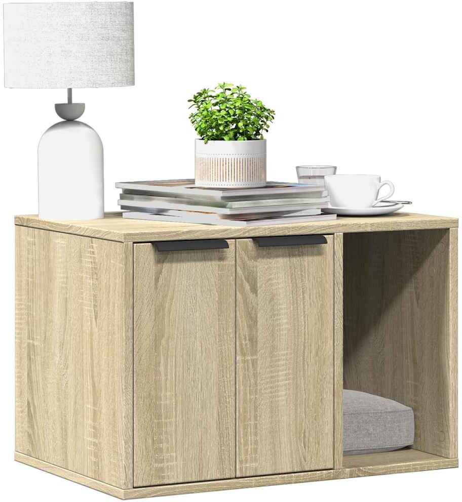 vidaXL Mueble arenero para gatos madera roble Sonoma 60x40x40 cm Marrón
