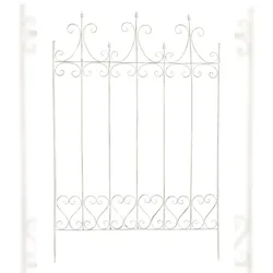Décoshop26 - Gartenspalier für Kletterpflanzen dekorativ gealtertes weißes Metall 10_0003878