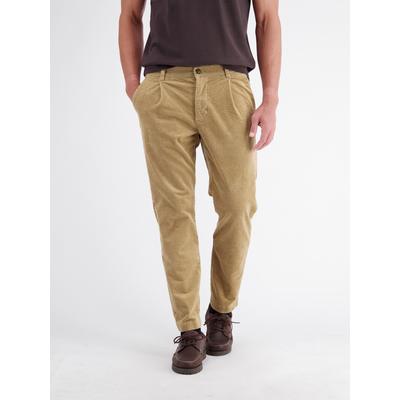 Chinohose LERROS "Bequeme und robuste Chino aus flexiblem Cordgewebe", Herren, Gr. 31, Länge 32, gravel beige, 98% Baumwolle, 2% Elasthan, Hosen Chinohose