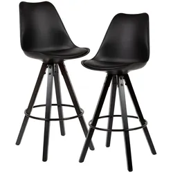 FineBuy 2er Set Barhocker Schwarz Tresenhocker Kunstleder mit Lehne Barstuhl