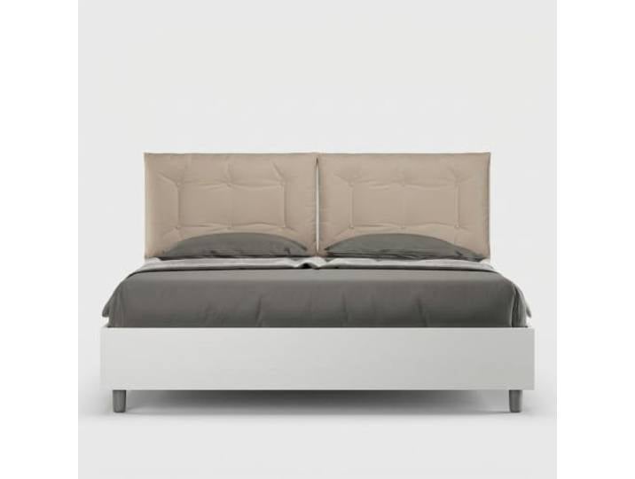 Doppelbett mit Bettkasten 160x190cm Holz mit Kissen Egos Annalisa - Beige