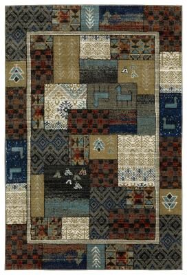 Style Haven Vance Tribal Patchwork Blue/Multicolored Area Rug.