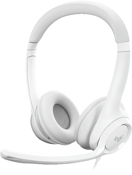 Auriculares - Logitech USB Headset H390, De diadema, Con cable, Para PC, Micrófono, Control multimedia, Cancelación de ruido, Blanco