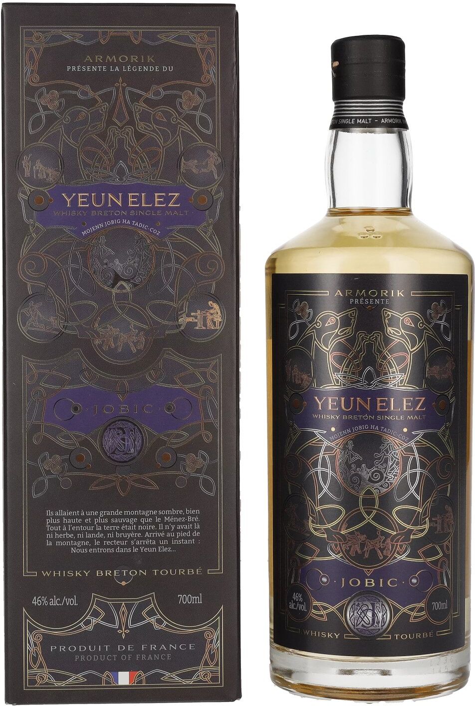 Armorik Whisky Armorik YEUN ELEZ Whisky Breton Single Malt JOBIC 46% Vol. 0,7l in Geschenkbox