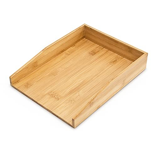Relaxdays Brievenbak Bamboe, Beige/Bruin, B/D/H: 25 x 34 x 6 cm