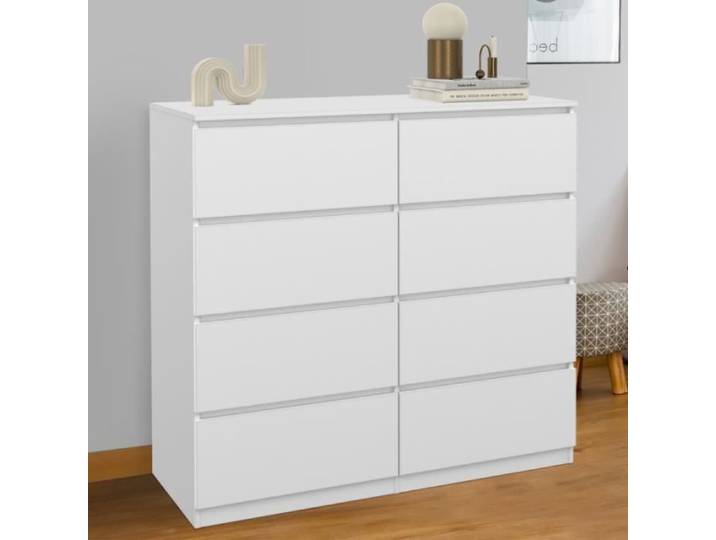 IDMARKET Commode 8 tiroirs TOMI 110 cm bois blanc
