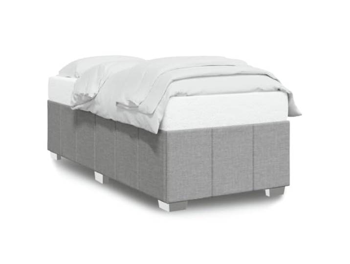 KKgypkn Bettgestell ohne Matratze Hellgrau 90x200 cm Stoff, Einzelbettgestell mit Lattenrost, weiches Polyestergewebe, stabile Bettfüße für erholsamen Schlaf