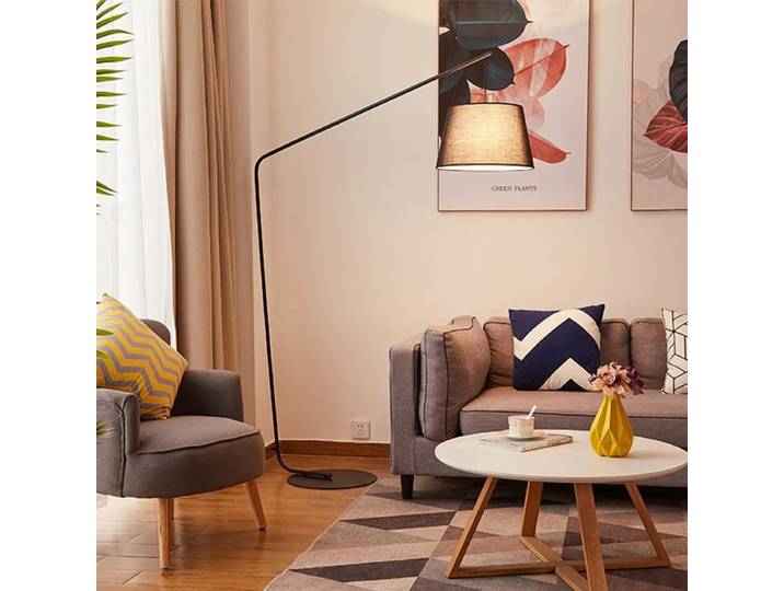 Lampadaire de pêche noir nordique, grand lampadaire LED nordique danois pour salon, bureau, coin de canapé, lumières sur pied minimalistes