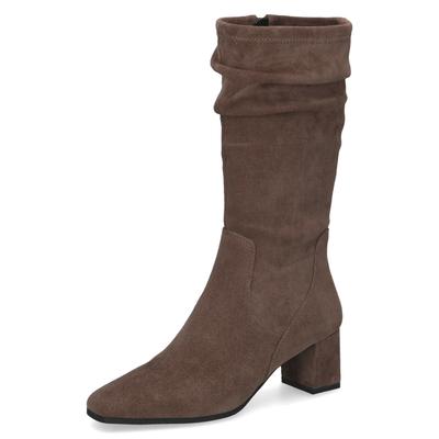 Stiefel CAPRICE, Damen, Gr. 39, Synthetik Textil, XS-Schaft, braun, Veloursleder, Schuhe Stiefel, Blockabsatz, Langschaftstiefel mit slouchy Falten am Schaft