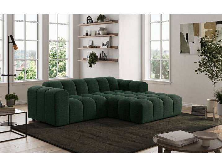 Ecksofa OTTO HOME Rocco L-Form, B: 248 cm, modernes Bubble-Sofa, großzügiger Sitzkomfort , grün (dunkelgrün), B:248cm H:73cm T:93cm, 100% POLYESTER (PES), Sofas, Ecksofa, Wohnlandschaft-Charakter, frei stellbar, modernes Design