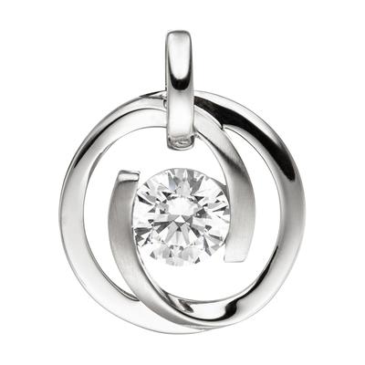 Kettenanhänger JOBO "Anhänger mit Zirkonia", weiß (weißgold 333, weiß), Schmuckanhänger, Damen, Weißgold 333, Kettenanhänger, 8 Karat 333 Weißgold