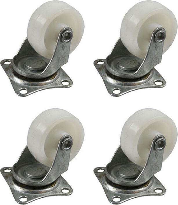EDM Zwenkwielen voor meubels, 4 stuks, wit, 40 mm