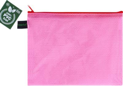 Reißverschlussbeutel FolderSys, A5, Stärke 0,20 mm, B 254 x H 200 mm, PVC-freie Folie, rot-transparent