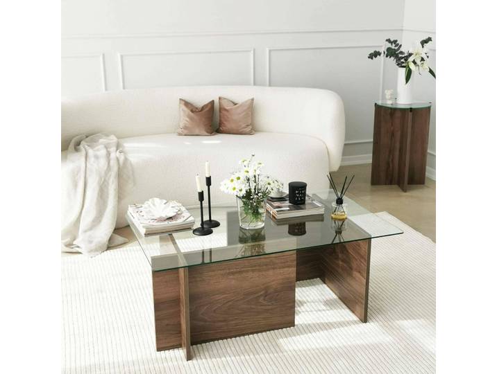 Teti - Table Basse\, 105x65x40h cm Noyer Marron\, Porte-revues