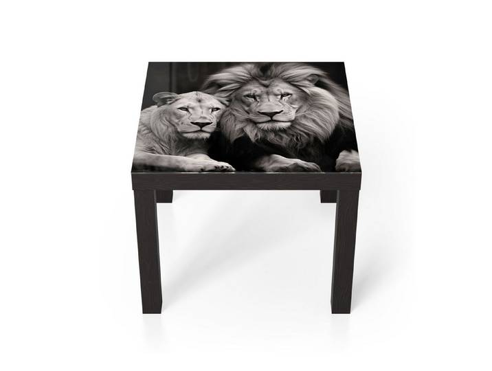 DEQORI Couchtisch 'Stolzes Löwenpaar', Glas Beistelltisch Glastisch modern