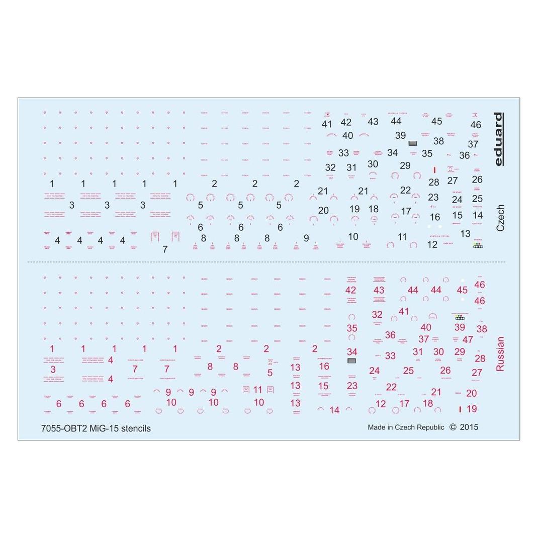 Eduard MiG-15/ MiG-15bis stencils for (D72007)