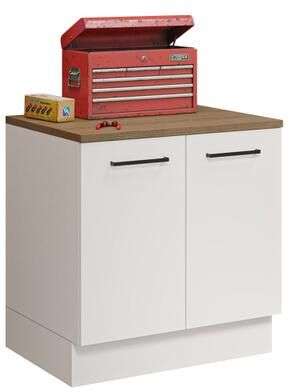 Madesa Compact Garage and Utility Room Base Cabinet with 2 Doors and Tool Storage Shelves 33 In Unit - White