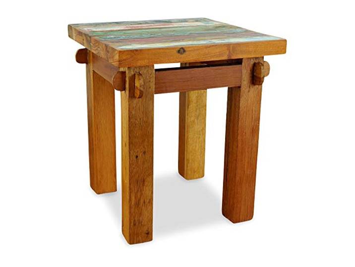livasia Beistelltisch aus Teakholz – 40x40x45cm – Couchtisch Holz mit Rustikalem Design, Handgefertigt in Indonesien, Naturbelassenes Recyceltes Bootsholz, Versiegelt