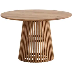 FineBuy, Esstisch, Esszimmertisch Esstisch 120 cm Akazie Massivholz Küchentisch Rund Klein (120 x 77 cm)