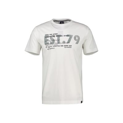 T-Shirt LERROS "T-Shirt mit Brustprint, Grosse Grössen", Herren, Gr. 6XL, weiß (broken weiß), 100% Baumwolle, Rundhals, Shirts T-Shirt