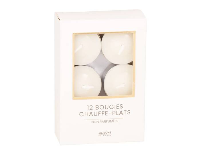 12er Set Teelichter, weiß