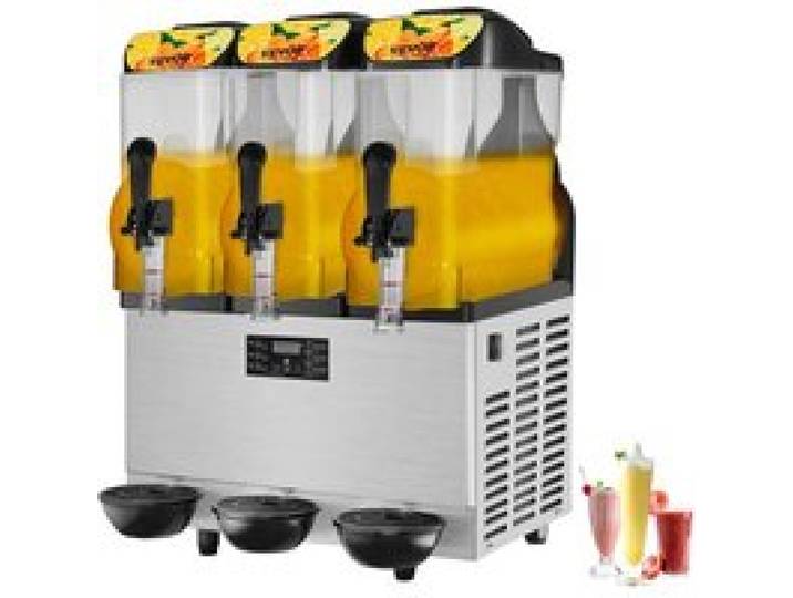 VEVOR Machine à Granités Commerciale 3x12 L Machine à Granitas en Inox et PC Alimentaire Distributeur de Boissons Frappées Slushie Réfrigération Rapide Contrôle Séparée de Bol Restaurants Cafés Bars