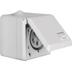 Berker 558001 CEE Steckdose 5-polig Ap 16 A mit Klappdeckel Verbindungssysteme lichtgrau