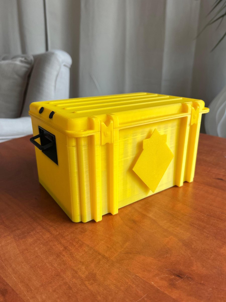 Printthings 3D Geprinte Loot Box Gamer Decoratie Geel - Breedte: 20 cm