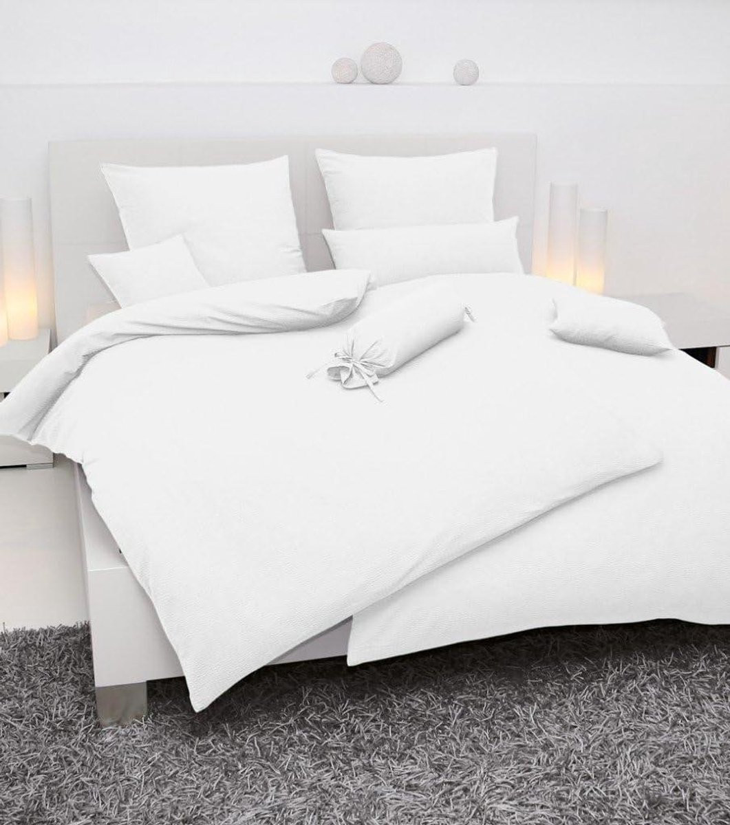 Wit Dekbedovertrek Set Mako Soft Seersucker voor volwassenen 200x200 cm