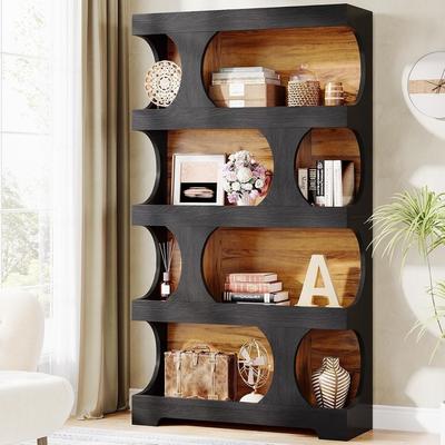 Bluebell 71-Inch S-Shaped Bookcase, 4-Tier Freestanding Display Shelf 1PC
