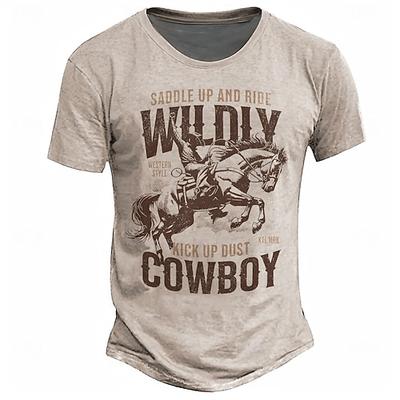 Herren Cowboy Grafik T-Shirt - Sattel aufsteigen wild reiten Western Staub aufwirbeln T-Shirt