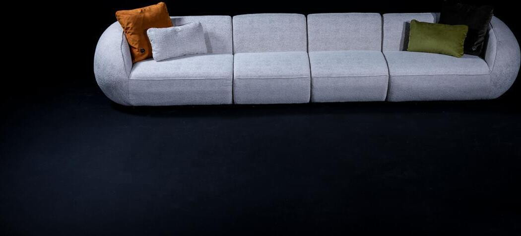 Moderne grijze hoekbank voor zes personen met textiel bekleding