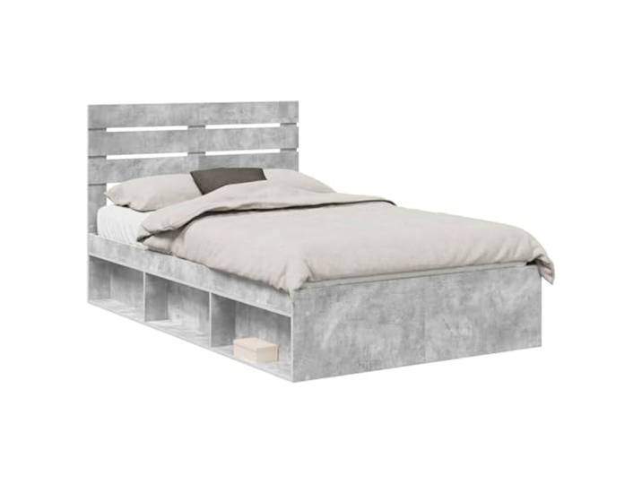PUGYNBK Beton Bettgestell 120 x 190 cm Kiefer massiv Kopfteil inklusive, starre Latten, einfache Reinigung, einfache Montage