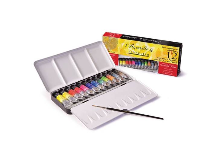 Boîte métal aquarelle - 12 tubes 10 ml