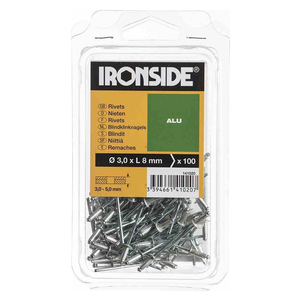 Ironside Blindnieten 3,0/8 mm Aluminium, Verpackungsinhalt 100 Stück (141020)